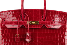 Load image into Gallery viewer, Birkin 35 Braise Lipstick Red Crocodile Gold Hardware