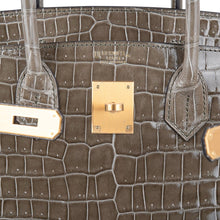 Load image into Gallery viewer, Birkin HSS 30 Bag Gris Tourterelle / Blue Sapphire Porosus Crocodile Limited Edition