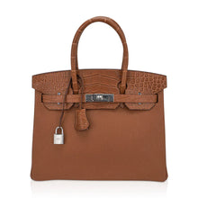Load image into Gallery viewer, Birkin Touch 30 Bag Gold Matte Alligator / Togo Limited Edition