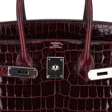 Load image into Gallery viewer, Birkin 35 Bag Bordeaux Porosus Crocodile with Palladium Hardware