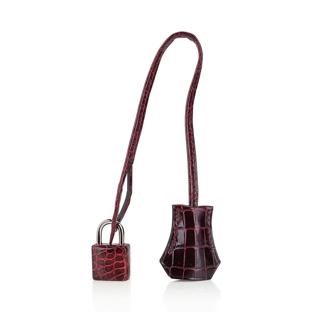 Birkin 35 Bag Bordeaux Porosus Crocodile with Palladium Hardware