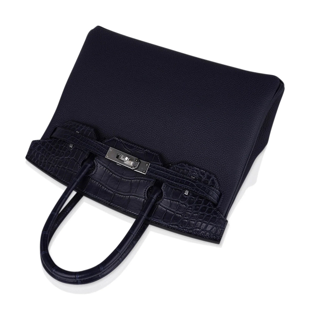 Birkin 30 Touch Blue Indigo Matte Alligator Bag Palladium Hardware