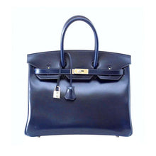 Load image into Gallery viewer, Birkin 35 Bag (Bleu) Blue Marine Coveted Rare Box Leather Palladium
