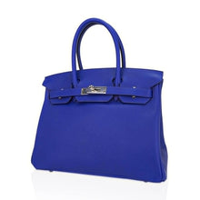Load image into Gallery viewer, Birkin 30 Bag Blue Electric Novillo Leather with Palladium Hardware