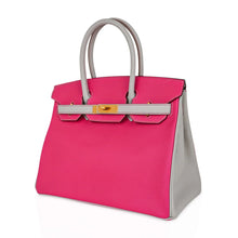 Load image into Gallery viewer, Special Order HSS Birkin 30 Bag Rose Shocking &amp; Gris Perle Chevre Leather with Brushed Gold Hardware