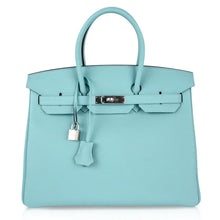 Load image into Gallery viewer, Birkin 35 Bag Fresh Blue Atoll Togo Palladium Hardware