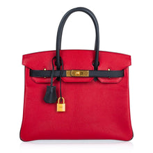 Load image into Gallery viewer, Birkin HSS 30 Bag Rouge Casaque and Black Chevre Brushed Gold Hardware