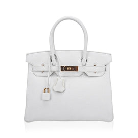 Special Order HSS Birkin 30 Bag White & Orange Clemence Leather with Rose Gold Hardware
