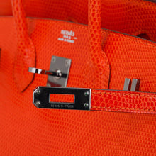 Load image into Gallery viewer, Birkin 25 Bag Orange Tangerine Lizard with Ruthenium Hardware