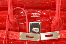 Load image into Gallery viewer, Birkin 35 Bag Porosus Crocodile Bougainvillea Palladium