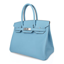 Load image into Gallery viewer, Birkin 30 Bag Blue Celeste Epsom Palladium Hardware New