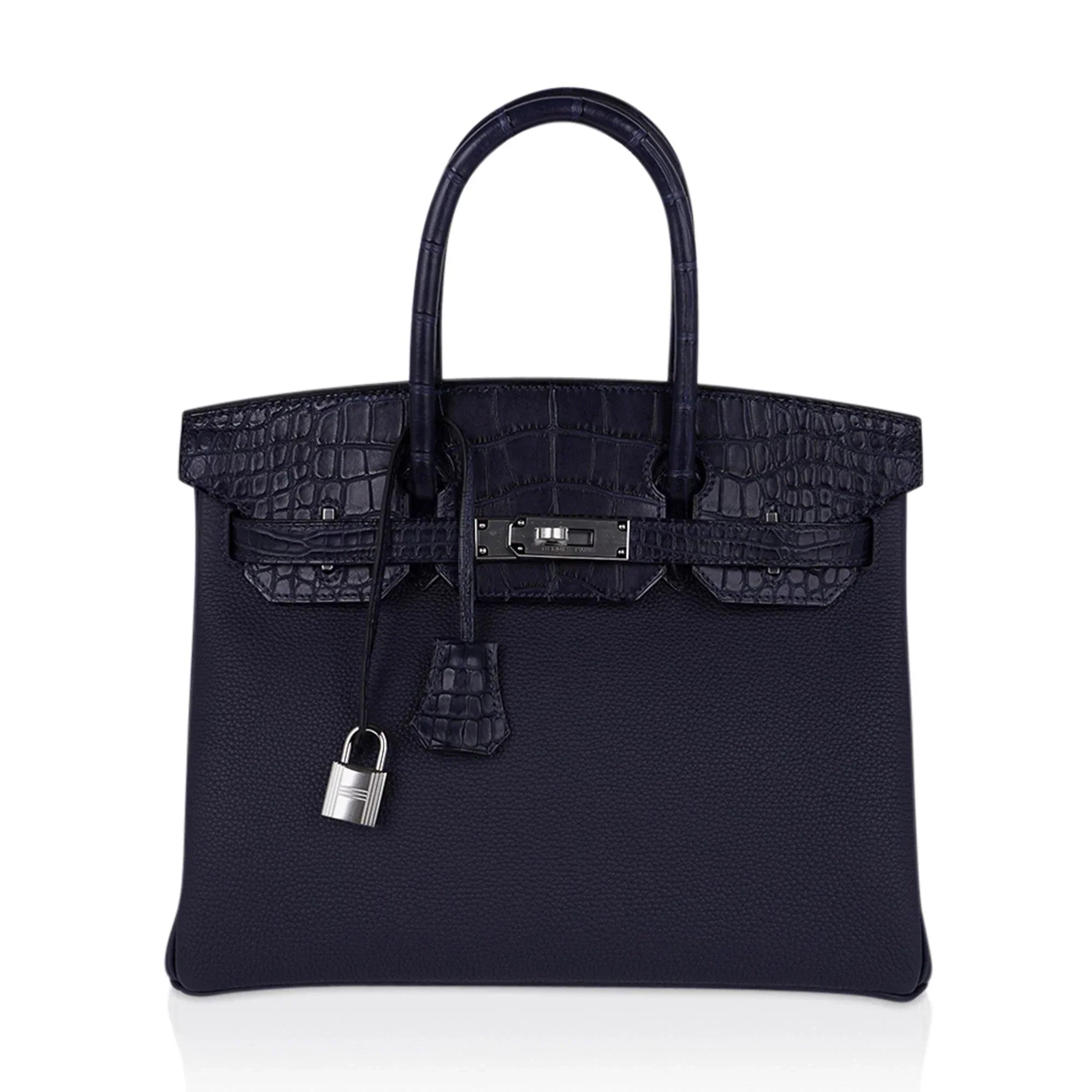 Birkin 30 Touch Blue Indigo Matte Alligator Bag Palladium Hardware