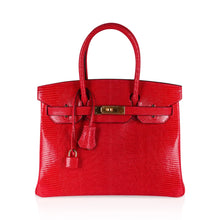 Load image into Gallery viewer, Birkin 30 Bag Rouge Exotique Lizard Limited Edition Gold Hardware Rare