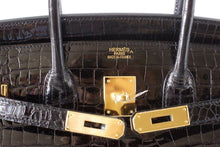 Load image into Gallery viewer, Birkin 35 Black Porosus Crocodile with Gold Hardware