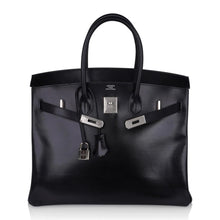 Load image into Gallery viewer, Birkin 35 Bag Black Box Palladium Guilloche Hardware