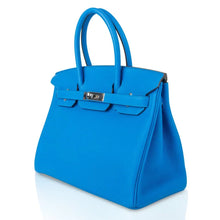 Load image into Gallery viewer, Verso Birkin 30 Bag Blue Zanzibar &amp; Malachite Togo Leather with Palladium Hardware
