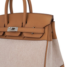 Load image into Gallery viewer, Limited Edition Birkin 25 Bag in Biscuit Swift Leather &amp; Ecru Toile H with Palladium Hardware