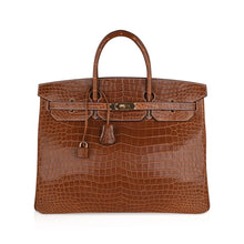 Load image into Gallery viewer, Birkin 40 Bag Rare Fauve Matte Porosus Crocodile Gold Hardware