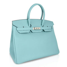 Load image into Gallery viewer, Birkin 35 Bag Fresh Blue Atoll Togo Palladium Hardware