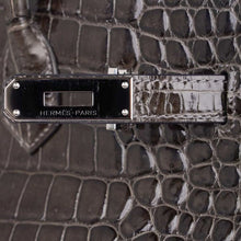 Load image into Gallery viewer, Special Order HSS Birkin 35 Bag Gris Fonce Porosus Crocodile with Palladium Hardware