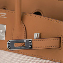 Load image into Gallery viewer, Limited Edition Birkin 25 Bag in Biscuit Swift Leather &amp; Ecru Toile H with Palladium Hardware