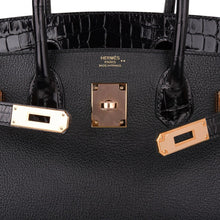 Load image into Gallery viewer, Birkin 30 Touch Bag Black Crocodile / Black Leather Rose Gold Hardware