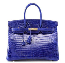 Load image into Gallery viewer, Birkin 35 Bag Vivid Electric Blue Porosus Crocodile Palladium