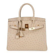 Load image into Gallery viewer, Birkin 30 Bag Ostrich Parchemin Gold Hardware New w/Box