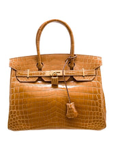 Load image into Gallery viewer, Birkin Shiny Niloticus Crocodile Cowhide Leather Gold Hardware