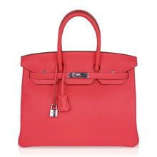 Load image into Gallery viewer, Birkin 35 Bag Rose Jaipur Clemence Leather with Palladium Hardware