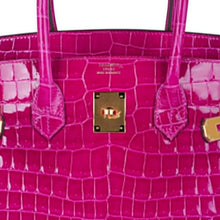 Load image into Gallery viewer, Birkin 35 Rose Scheherazade Porosus Crocodile Bag Gold Hardware