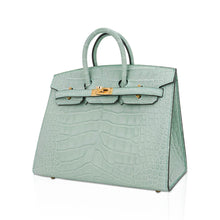 Load image into Gallery viewer, Limited Edition Birkin 20 Sellier Bag Vert D’Eau Matte Alligator with Gold Hardware