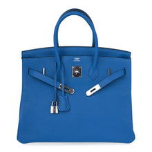 Load image into Gallery viewer, Birkin 35 Bag Rich Blue Izmir Clemence Palladium
