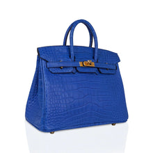 Load image into Gallery viewer, Birkin 25 Bag Blue Zellige Matte Alligator Gold Hardware