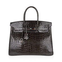 Load image into Gallery viewer, Special Order HSS Birkin 35 Bag Gris Fonce Porosus Crocodile with Palladium Hardware