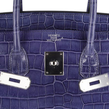 Load image into Gallery viewer, Birkin 35 Bag Blue Brighton Porosus Crocodile Palladium Hardware New