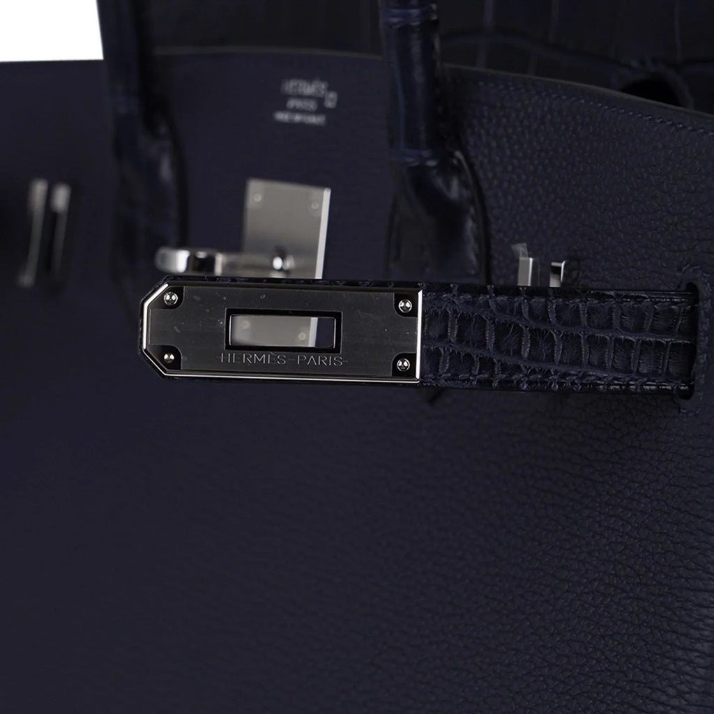Birkin 30 Touch Blue Indigo Matte Alligator Bag Palladium Hardware
