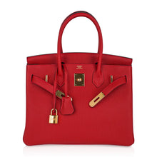 Load image into Gallery viewer, Birkin 30 Bag Lipstick Rouge Vif Togo Leather with Gold Hardware