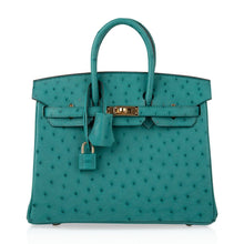 Load image into Gallery viewer, Birkin 25 Bag Vert Verone Ostrich Gold Hardware