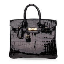 Load image into Gallery viewer, Birkin 25 Bag Black Crocodile Lisse Gold Hardware