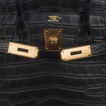 Load image into Gallery viewer, Birkin 30 Bag Black Matte Alligator Gold Hardware