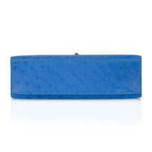 Load image into Gallery viewer, Kelly Pochette Bag Bleuet Ostrich Clutch Gold Hardware