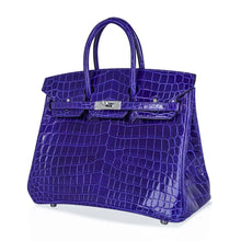 Load image into Gallery viewer, Birkin 25 Bag Blue Electric Crocodile Vivid Jewel Palladium Hardware