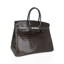 Load image into Gallery viewer, Special Order HSS Birkin 35 Bag Gris Fonce Porosus Crocodile with Palladium Hardware