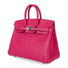 Load image into Gallery viewer, Birkin 25 Rose Tyrien Ostrich Bag Palladium Hardware