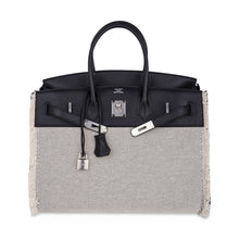 Load image into Gallery viewer, Birkin Fray Fray 35 Bag Black Swift Leather / Toile Limited Edition