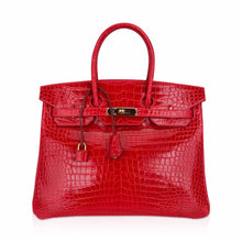 Load image into Gallery viewer, Birkin 35 Bag Braise Porosus Crocodile with Gold Hardware