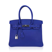 Load image into Gallery viewer, Birkin 30 Bag Blue Electric Novillo Leather with Palladium Hardware
