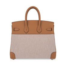Load image into Gallery viewer, Limited Edition Birkin 25 Bag in Biscuit Swift Leather &amp; Ecru Toile H with Palladium Hardware