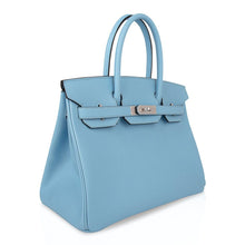 Load image into Gallery viewer, Birkin 30 Bag Blue Celeste Epsom Palladium Hardware New